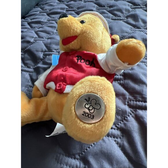 Winnie the Pooh Walt Disney World Plush 2003 6" Baseball Hat Red Jacket Vintage - Picture 2 of 6